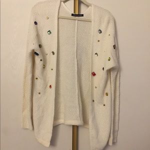 Sweaters - Open front cardigan w/ jewel embellishments Sweaters - Open front cardigan w/ jewel embellishments